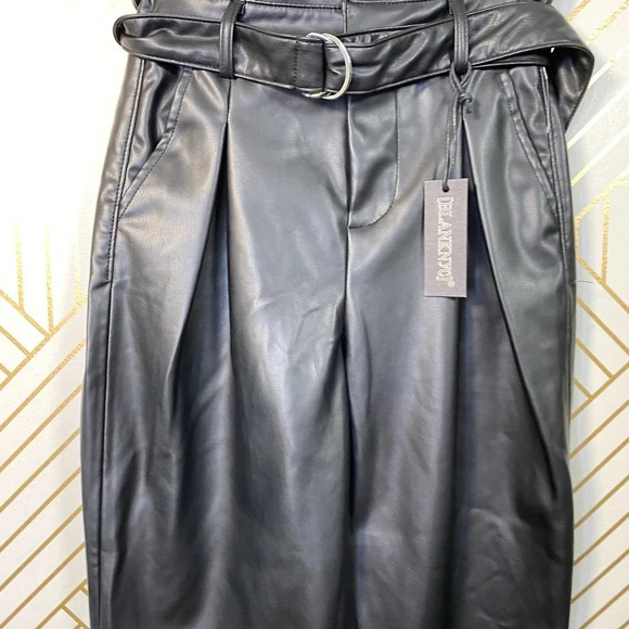 BLANKNYC Belted Paperbag Waist Vegan Leather Pants - Picture 5 of 13